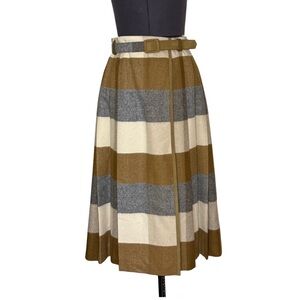 Vintage Bogner 100% Wool Color Block Midi Skirt